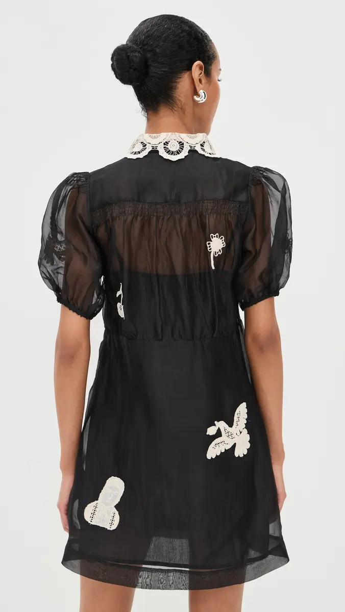 Sea Ellison Puff Sleeve Silk Mini Dress Black | Thumbnail 3 Sea Ellison Puff Sleeve Silk Mini Dress Black | Thumbnail 3