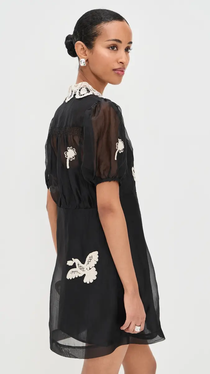 Sea Ellison Puff Sleeve Silk Mini Dress Black | Thumbnail 4 Sea Ellison Puff Sleeve Silk Mini Dress Black | Thumbnail 4