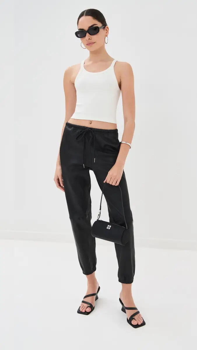 Sprwmn Leather Drawstring Joggers | Thumbnail 2