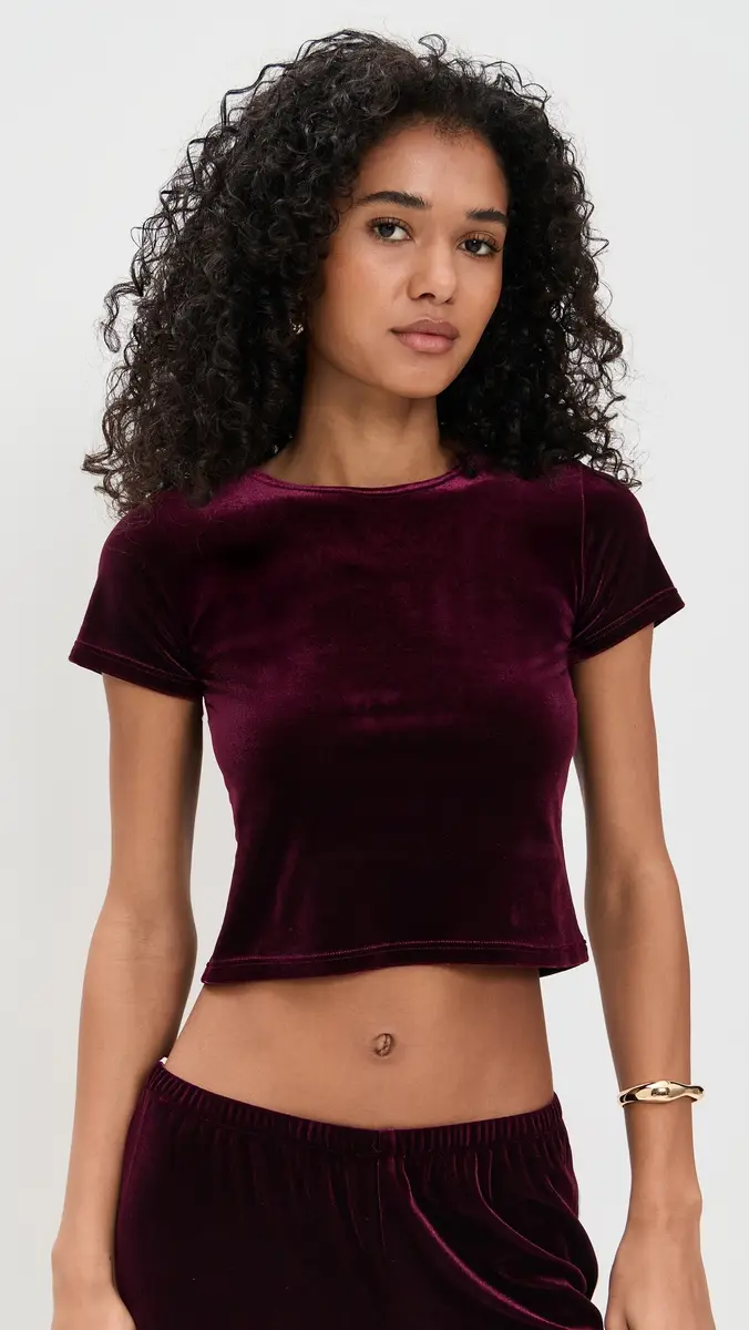 LE BOP Eloise Velvet Crop Tee | Thumbnail 2 LE BOP Eloise Velvet Crop Tee | Thumbnail 2