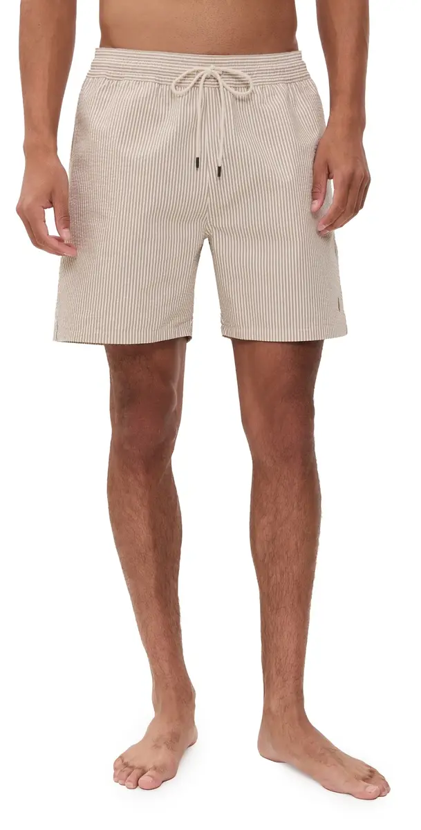 Polo Ralph Lauren Traveler Seersucker Swim Trunks 6 Coastal Beige Seersucker | Image 1 Polo Ralph Lauren Traveler Seersucker Swim Trunks 6 Coastal Beige Seersucker | Image 1