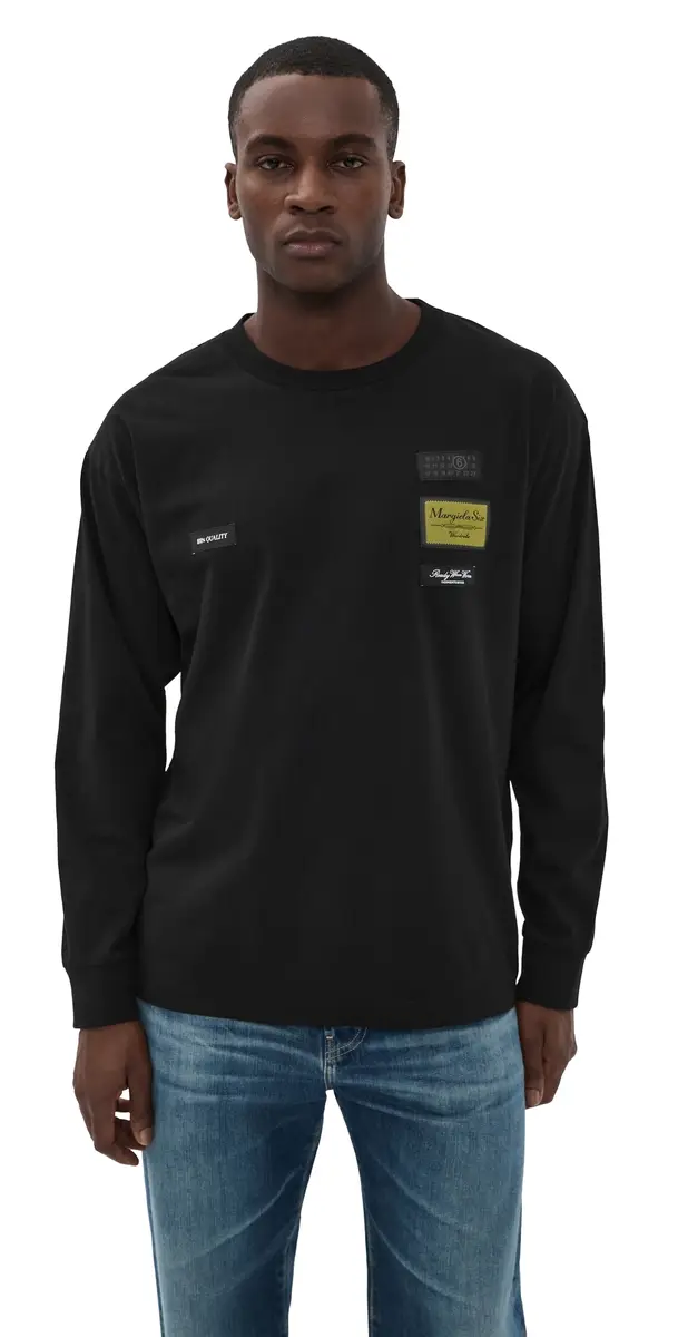 MM6 Maison Margiela Long Sleeve ogo Top Black | Image 1 MM6 Maison Margiela Long Sleeve ogo Top Black | Image 1