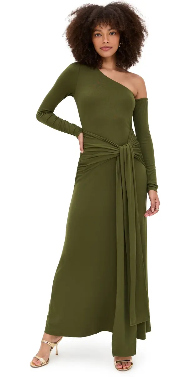Seven Wonders Bianca One Shoulder Maxi Dress Army Green | Image 1 Seven Wonders Bianca One Shoulder Maxi Dress Army Green | Image 1