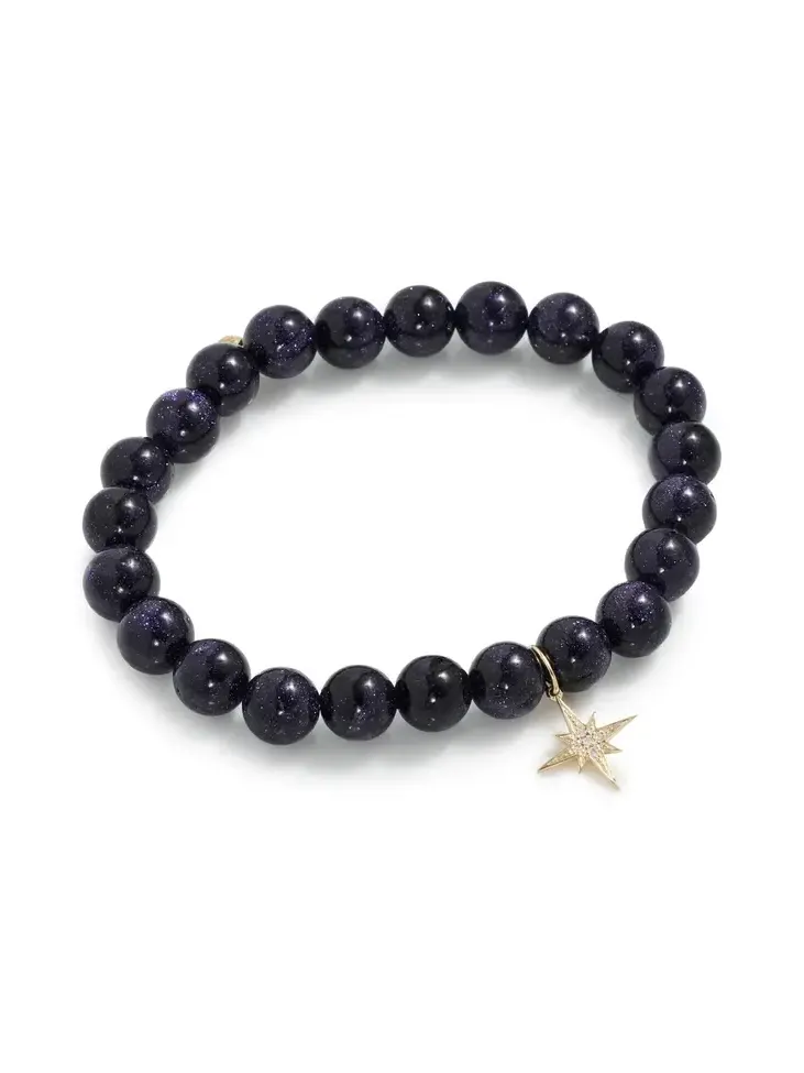 14k Small Pave Starburst Charm Bracelet