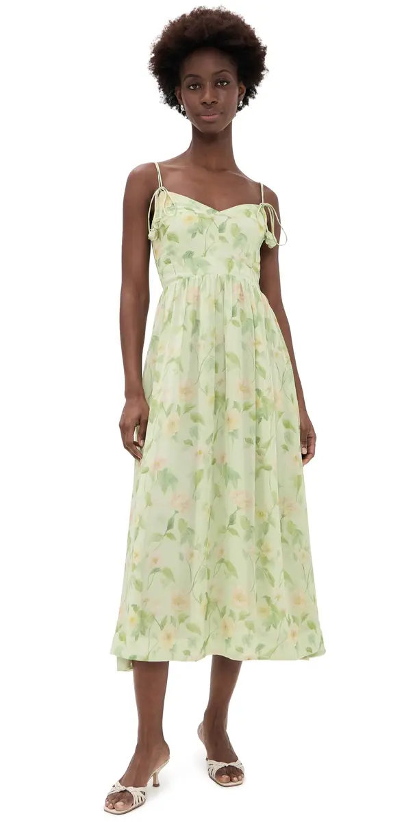 En Saison Paloma Midi Dress Sage Pink Yellow | Image 1 En Saison Paloma Midi Dress Sage Pink Yellow | Image 1
