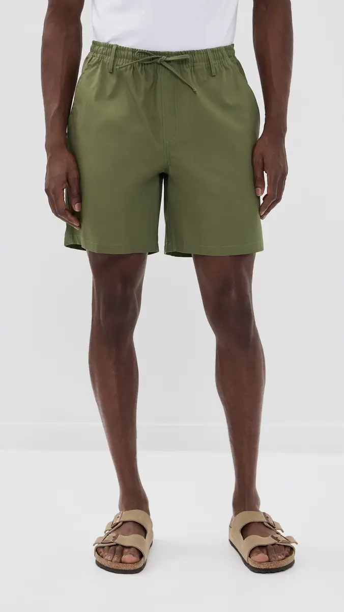 Bather Cotton Herringbone Leisure Shorts 7 Olive | Thumbnail 2 Bather Cotton Herringbone Leisure Shorts 7 Olive | Thumbnail 2