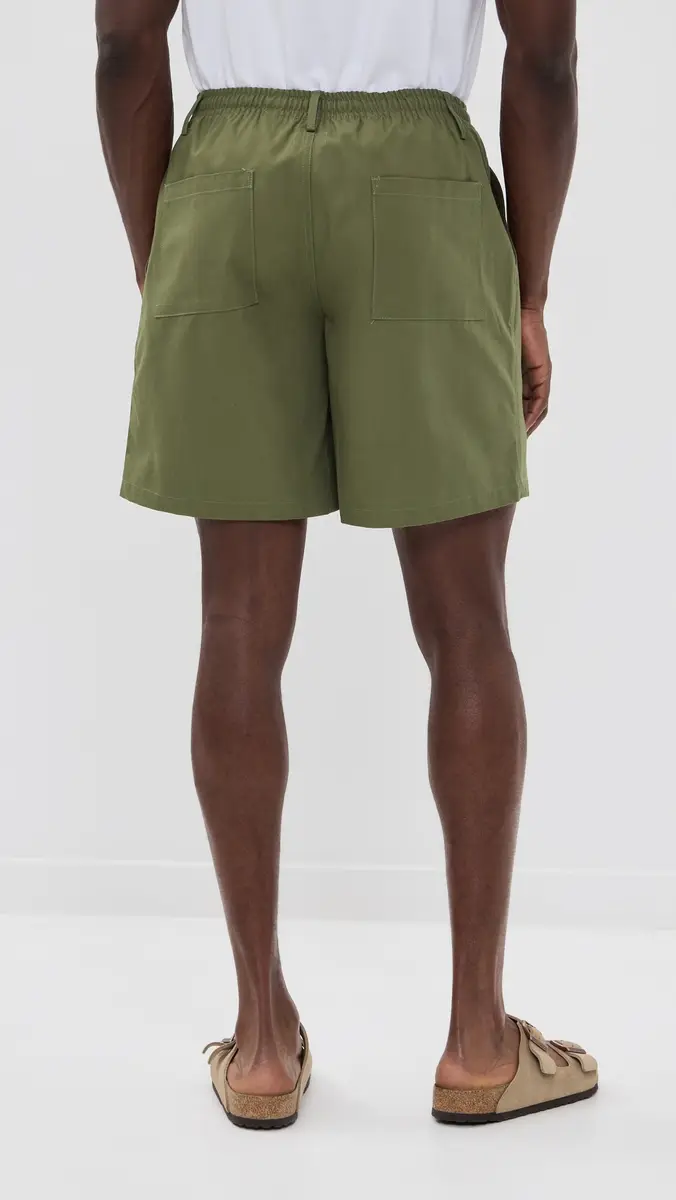 Bather Cotton Herringbone Leisure Shorts 7 Olive | Thumbnail 3 Bather Cotton Herringbone Leisure Shorts 7 Olive | Thumbnail 3