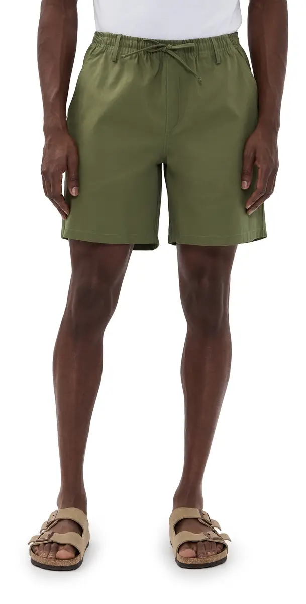 Bather Cotton Herringbone eisure Shorts 7 Olive | Image 1 Bather Cotton Herringbone eisure Shorts 7 Olive | Image 1