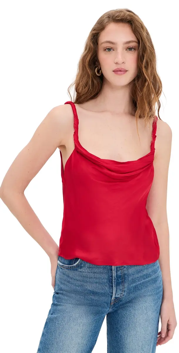ALICE + OLIVIA Monique Twist trap Cowl Neck Tank Chili Pepper | Image 1 ALICE + OLIVIA Monique Twist trap Cowl Neck Tank Chili Pepper | Image 1