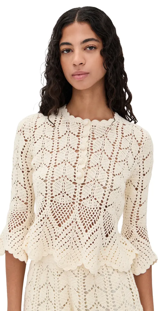 Zimmermann Awaken Lace Crochet Top Cream | Image 1 Zimmermann Awaken Lace Crochet Top Cream | Image 1