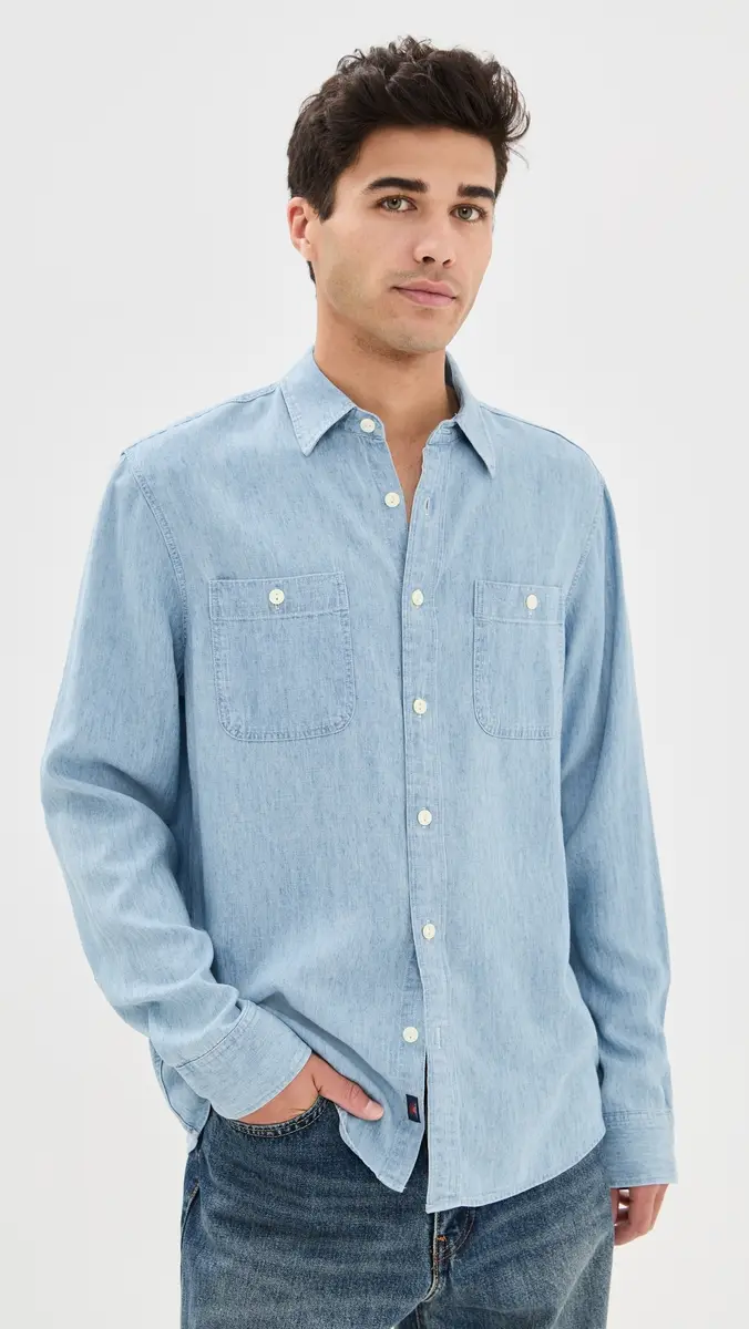 Faherty Tried and True Chambray Workshirt | Thumbnail 2 Faherty Tried and True Chambray Workshirt | Thumbnail 2