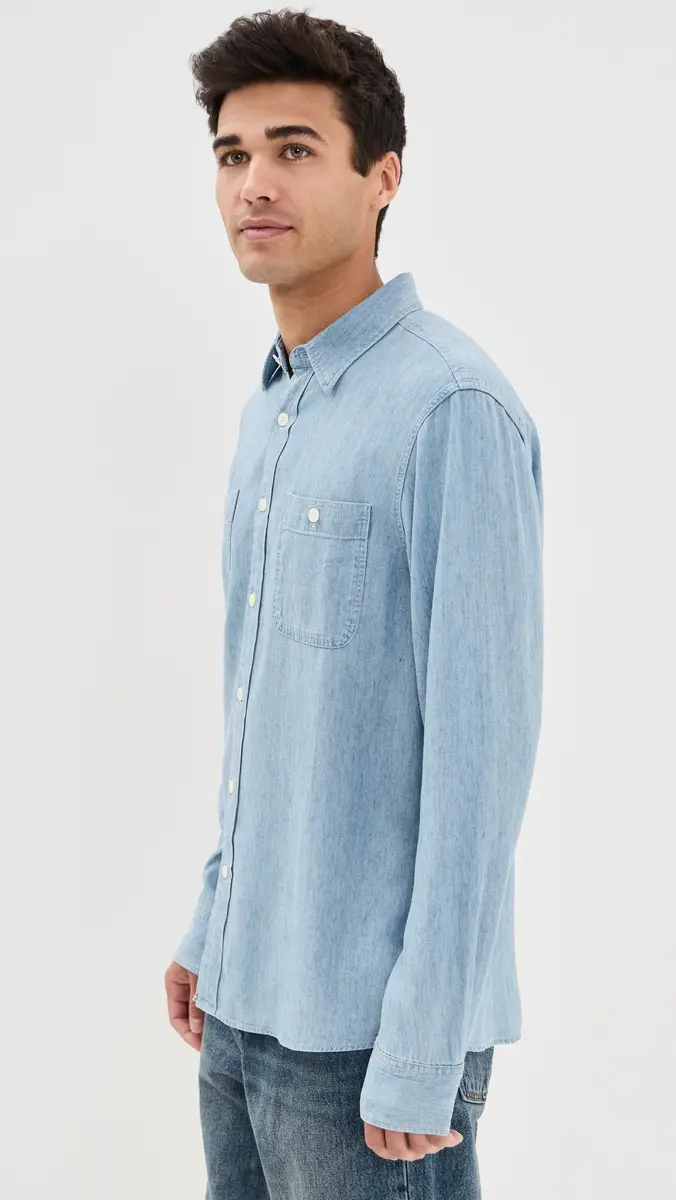 Faherty Tried and True Chambray Workshirt | Thumbnail 4 Faherty Tried and True Chambray Workshirt | Thumbnail 4