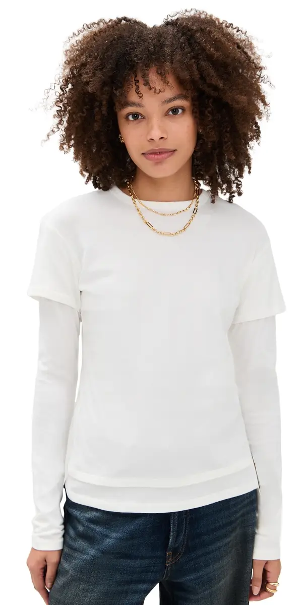 EB Denim Rory ayered ong Sleeve White | Image 1 EB Denim Rory ayered ong Sleeve White | Image 1