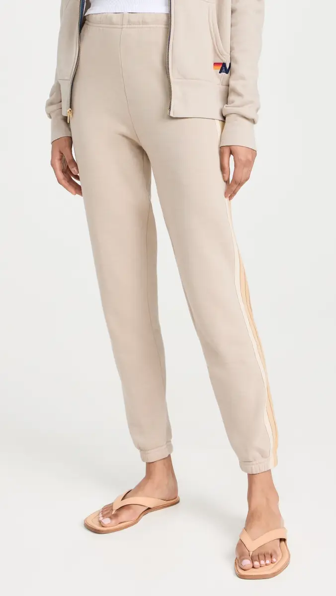 Aviator Nation 5 Stripe Women's Sweatpants and/Tan | Thumbnail 2 Aviator Nation 5 Stripe Women's Sweatpants and/Tan | Thumbnail 2