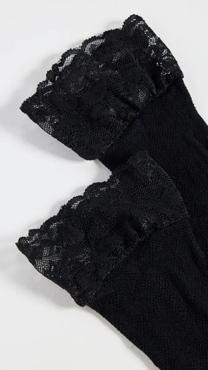 Stems Floral Fishnet Socks Black One Size | Thumbnail 5