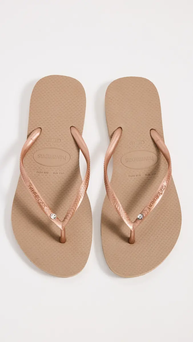 Havaianas Slim Crystal Flip Flops Rose Gold | Thumbnail 2