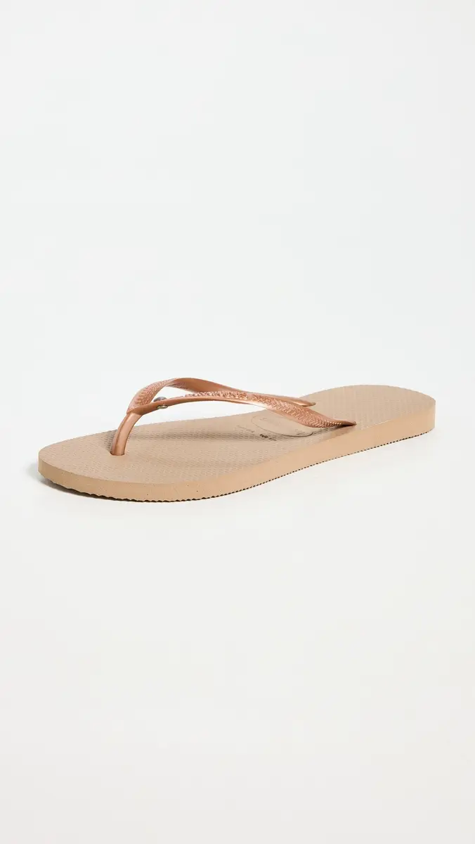 Havaianas Slim Crystal Flip Flops Rose Gold | Thumbnail 5