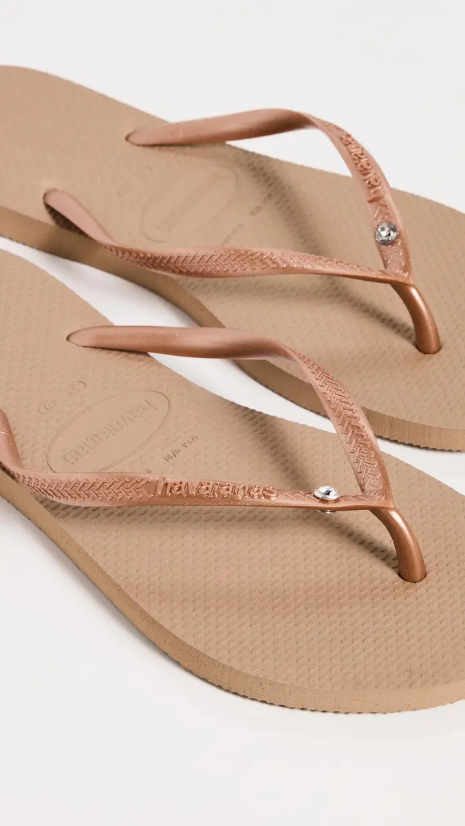 Havaianas Slim Crystal Flip Flops Rose Gold | Thumbnail 6