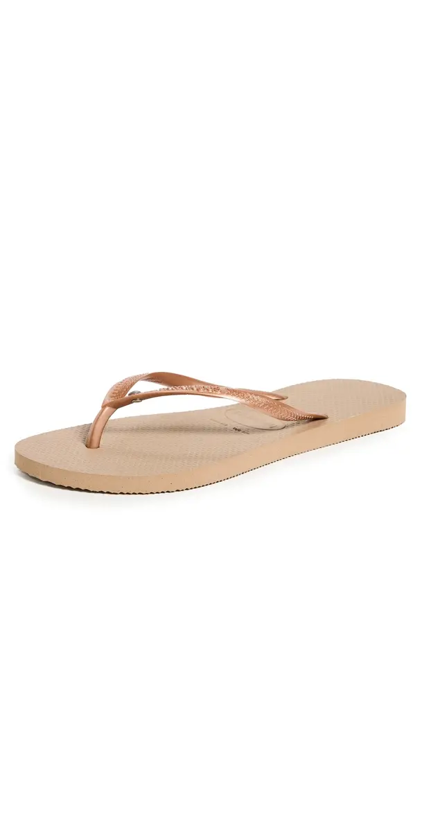 Havaianas Slim Crystal Flip Flops Rose Gold | Image 1 Havaianas Slim Crystal Flip Flops Rose Gold | Image 1
