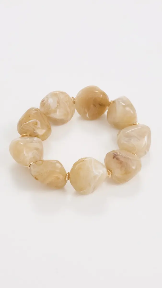 By Adina Eden Neutral Stone Beaded Stretch Bracelet | Thumbnail 2