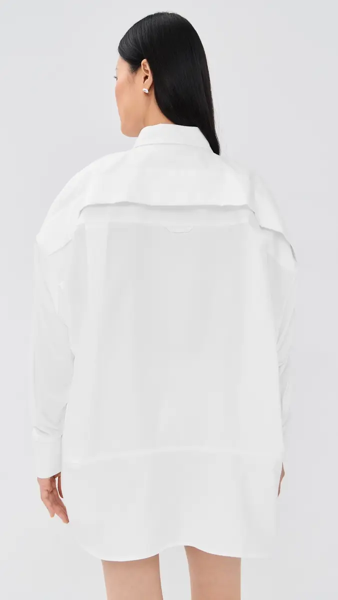 Meryll Rogge Boule Dress with Jersey Sleeves White | Thumbnail 3 Meryll Rogge Boule Dress with Jersey Sleeves White | Thumbnail 3