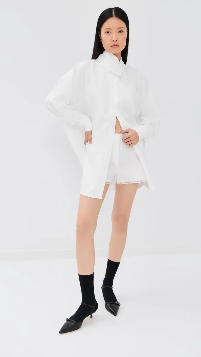 Meryll Rogge Boule Dress with Jersey Sleeves White | Thumbnail 5 Meryll Rogge Boule Dress with Jersey Sleeves White | Thumbnail 5