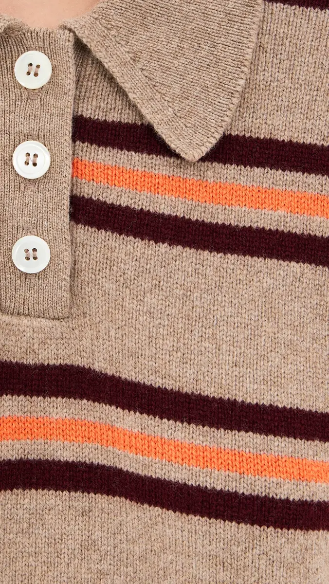 Daughter & Edith Stripe Polo Sweater Dark Natural Stripe | Thumbnail 6 Daughter & Edith Stripe Polo Sweater Dark Natural Stripe | Thumbnail 6