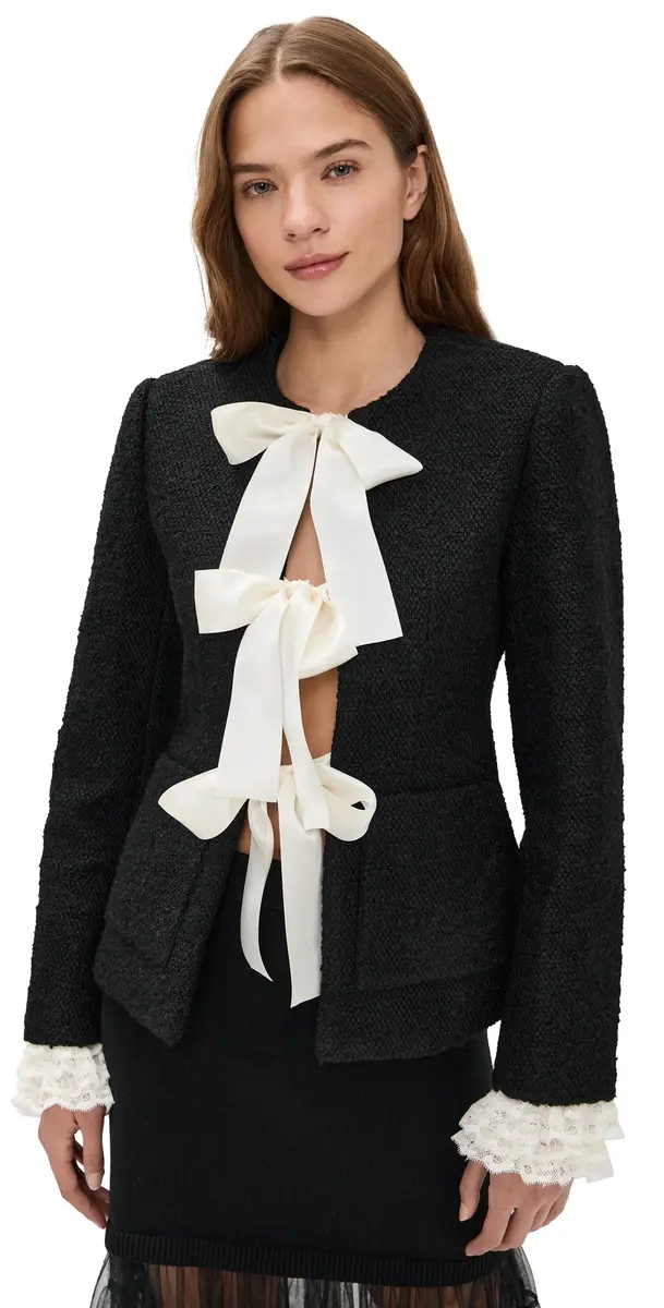 Seraphine Solid Bow Jacket Black