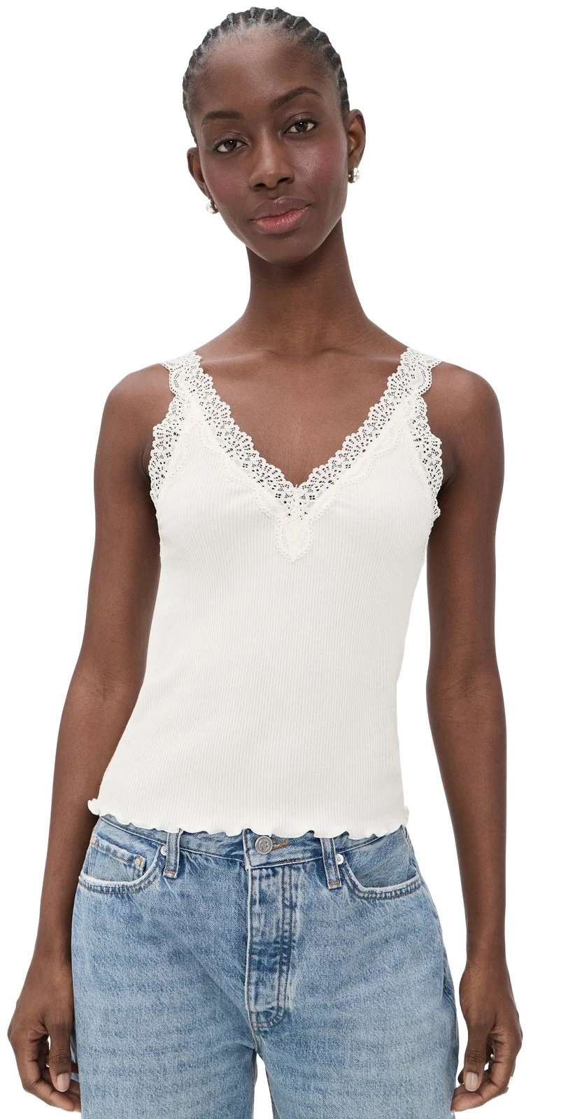 Madewell Lace-Trim Ribbed V-Neck Tank