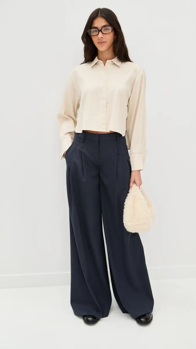 LE BOP Felicity Boxy Cropped Satin Button Down | Thumbnail 5