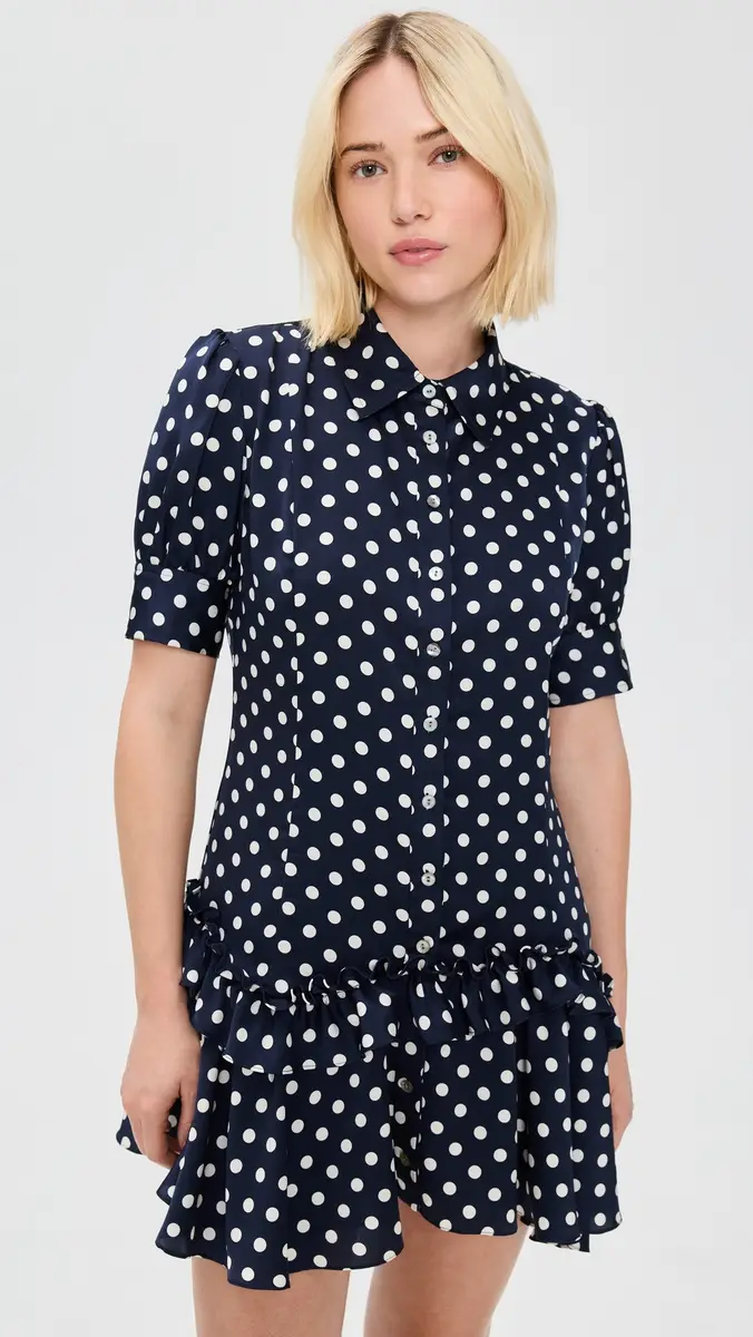 Sandy Liang Snood Dress Navy Multi | Thumbnail 2 Sandy Liang Snood Dress Navy Multi | Thumbnail 2