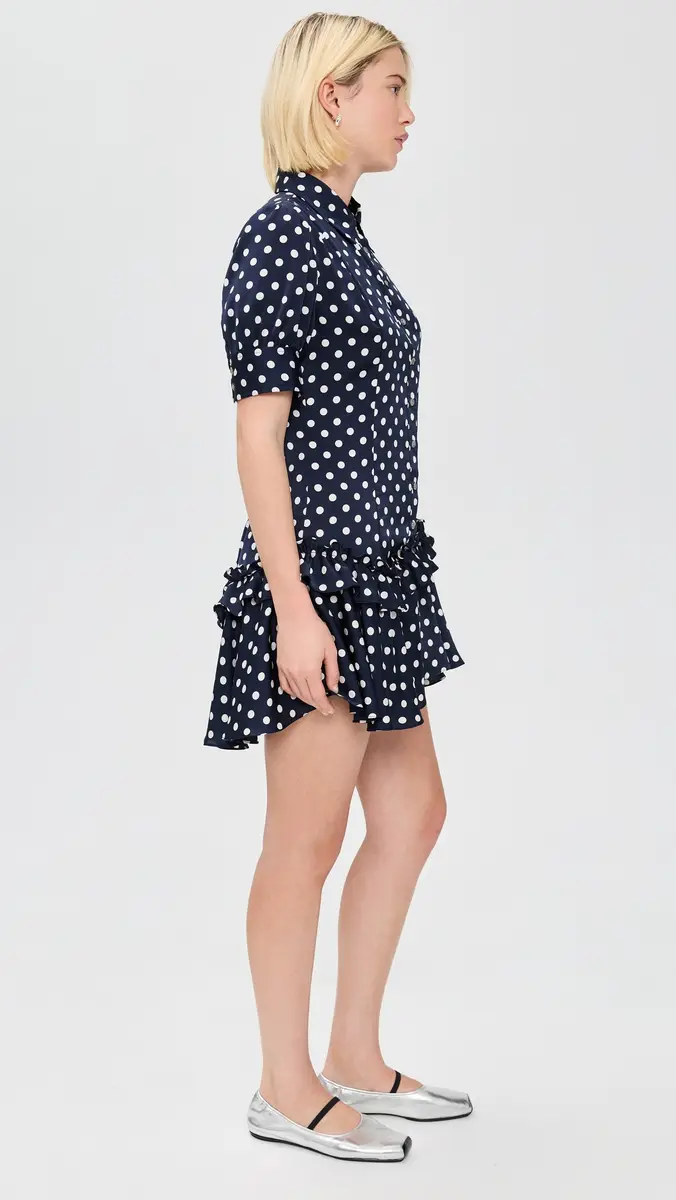 Sandy Liang Snood Dress Navy Multi | Thumbnail 4 Sandy Liang Snood Dress Navy Multi | Thumbnail 4