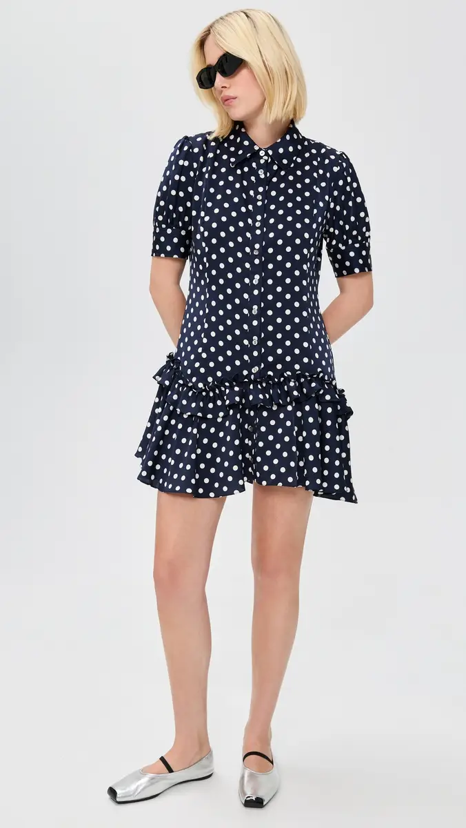 Sandy Liang Snood Dress Navy Multi | Thumbnail 5 Sandy Liang Snood Dress Navy Multi | Thumbnail 5