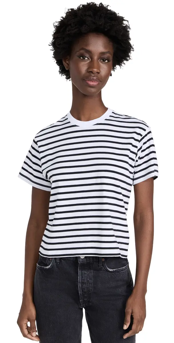 ATM Anthony Thomas Melillo School Boy Stripe Tee Black/White Stripe | Image 1 ATM Anthony Thomas Melillo School Boy Stripe Tee Black/White Stripe | Image 1