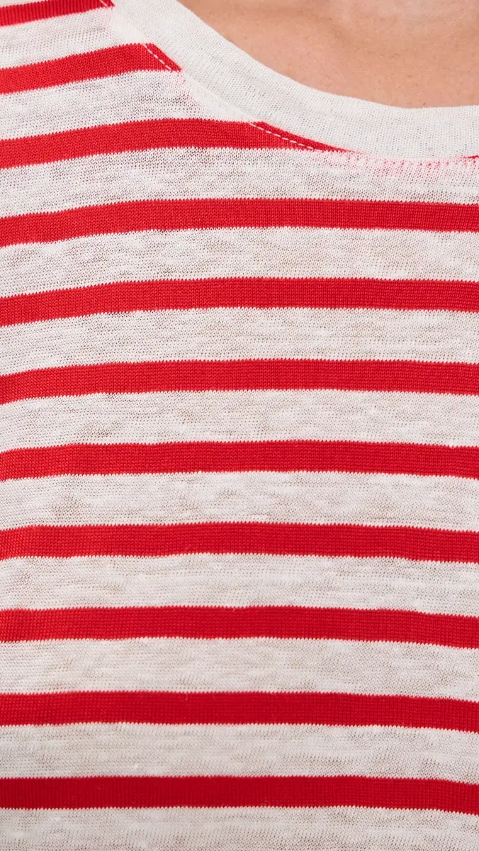 Alex Mill Garcon Striped Tee In Linen Cotton Off White/Tomato | Thumbnail 6 Alex Mill Garcon Striped Tee In Linen Cotton Off White/Tomato | Thumbnail 6