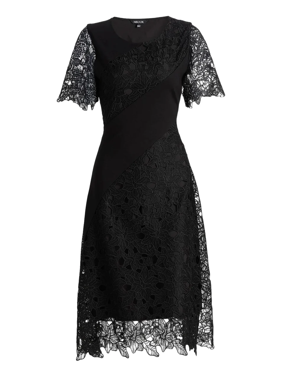 Women's Mixed-Media A-Line Midi-Dress