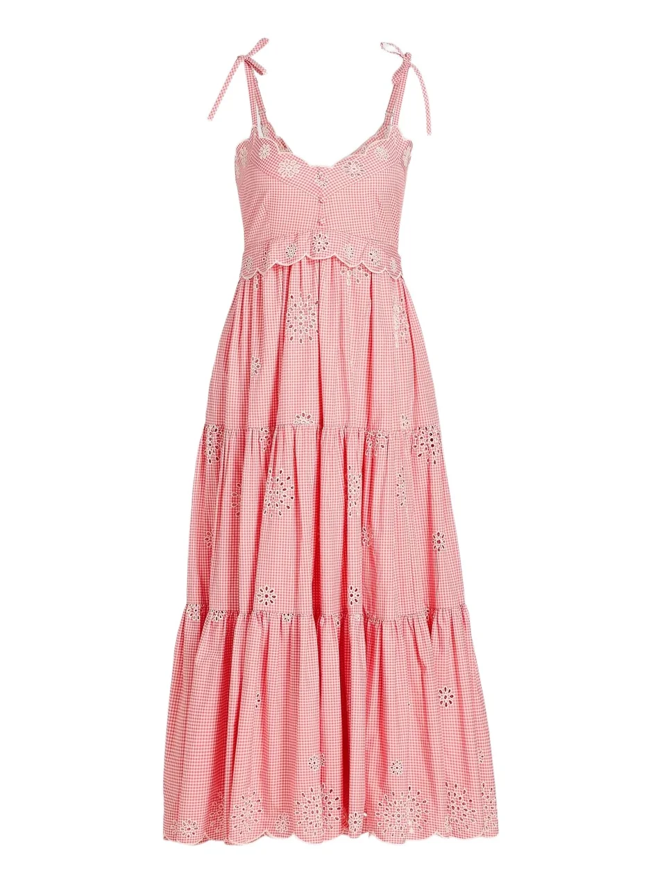 Women's Darcey Gingham Eyelet Midi-Dress Women's Darcey Gingham Eyelet Midi-Dress