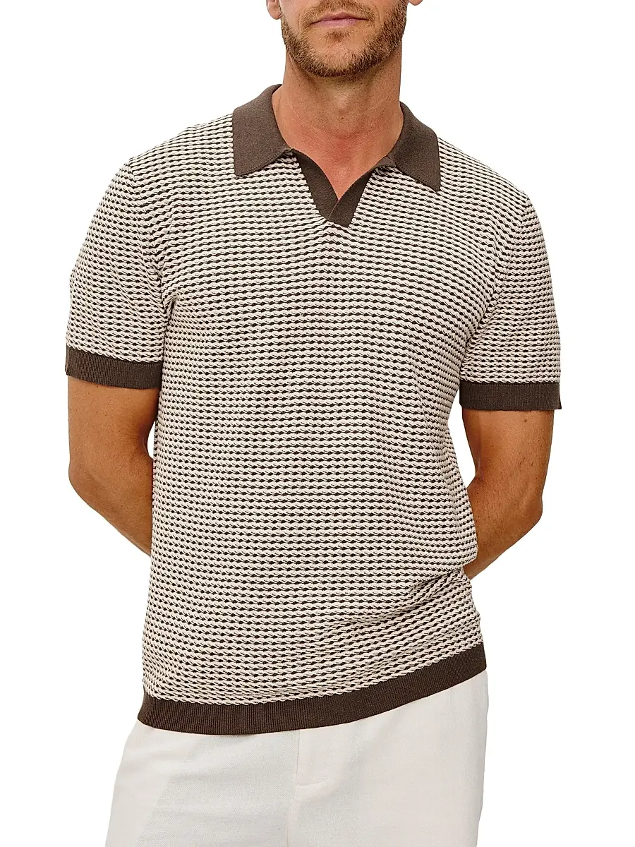 RAILS Men's Hayden Geometric Cotton-Silk Polo Shirt | Thumbnail 3