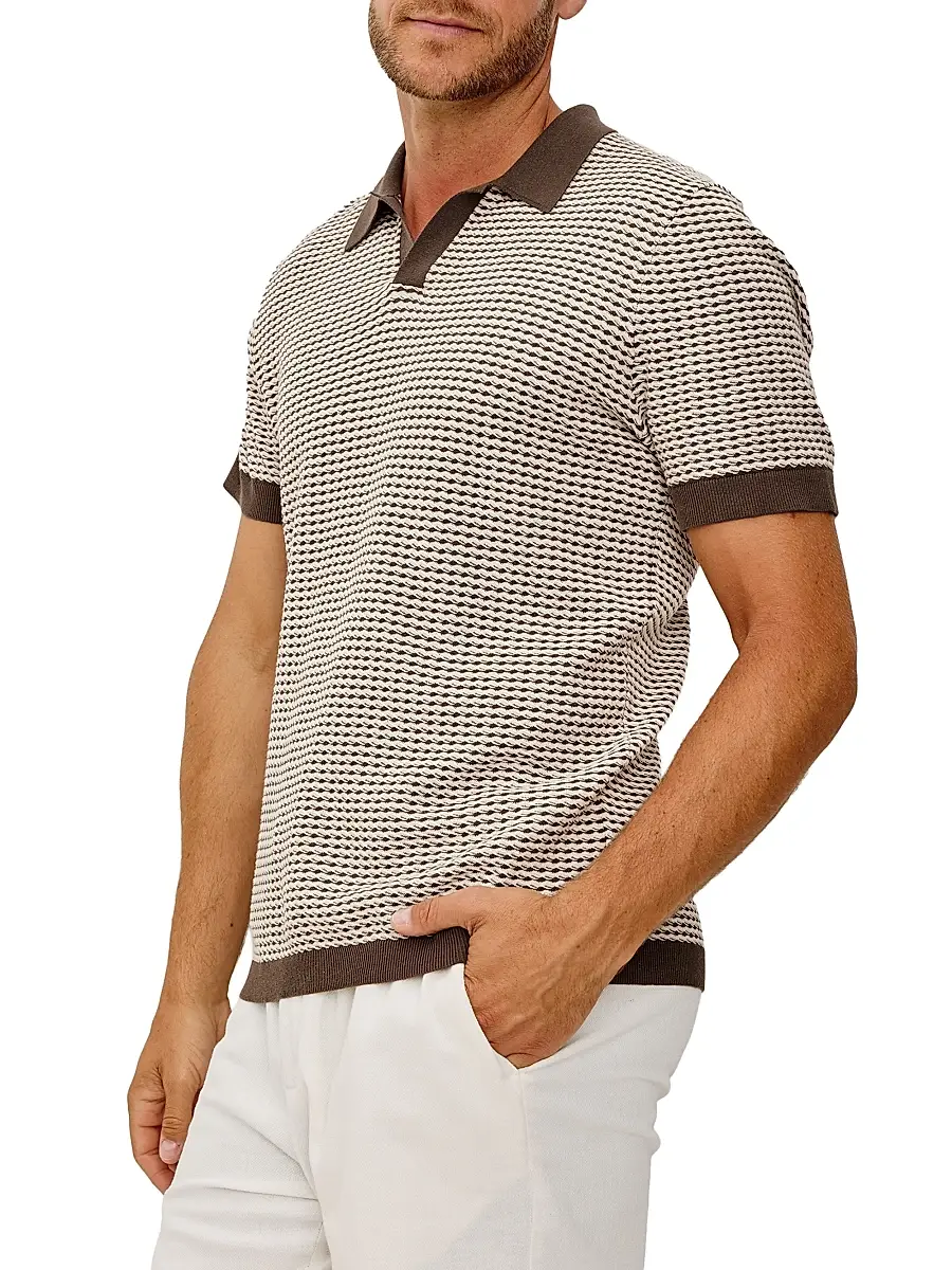RAILS Men's Hayden Geometric Cotton-Silk Polo Shirt | Thumbnail 4