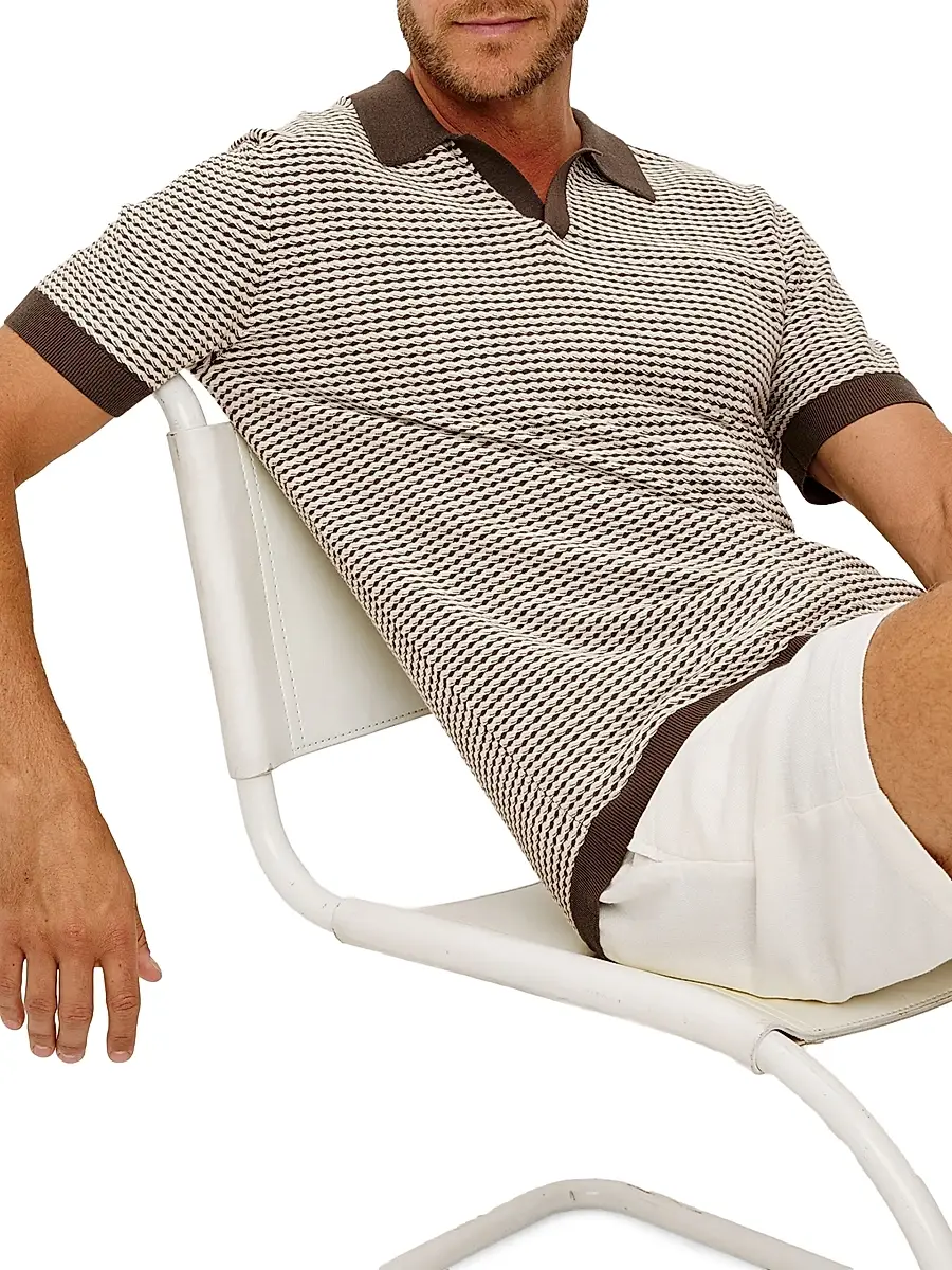 RAILS Men's Hayden Geometric Cotton-Silk Polo Shirt | Thumbnail 7