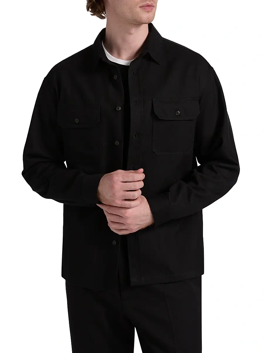 Nili Lotan Men's Evander Cotton-Linen Shirt Jacket - Black | Thumbnail 3 Nili Lotan Men's Evander Cotton-Linen Shirt Jacket - Black | Thumbnail 3