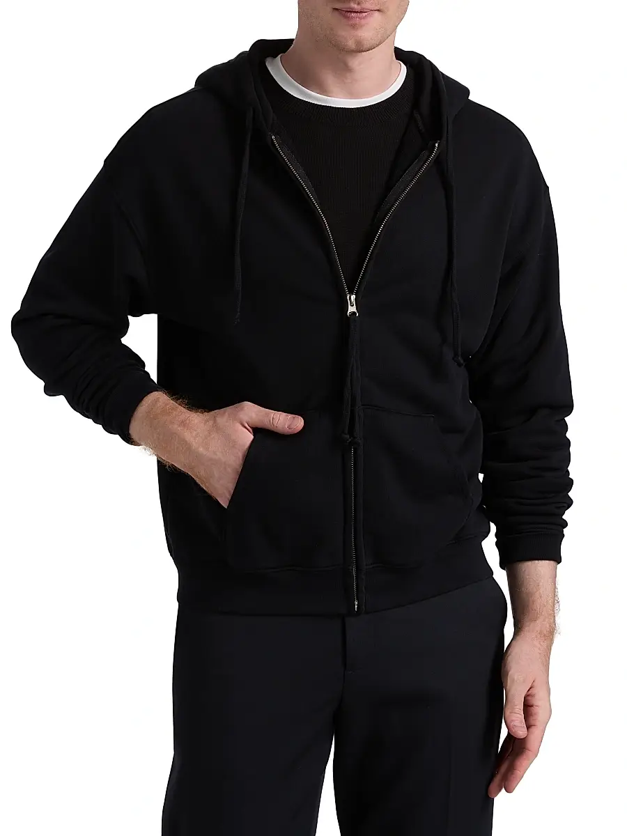 Nili Lotan Men's Brian Zip-Front Cotton Hoodie | Thumbnail 3 Nili Lotan Men's Brian Zip-Front Cotton Hoodie | Thumbnail 3