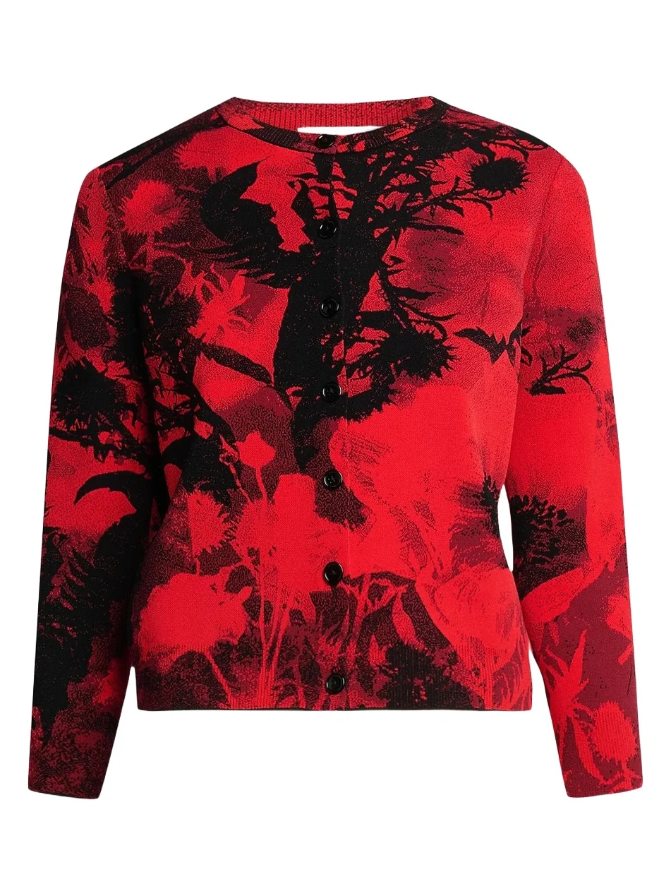 Women's London Flowers Jacquard Cardigan Women's London Flowers Jacquard Cardigan