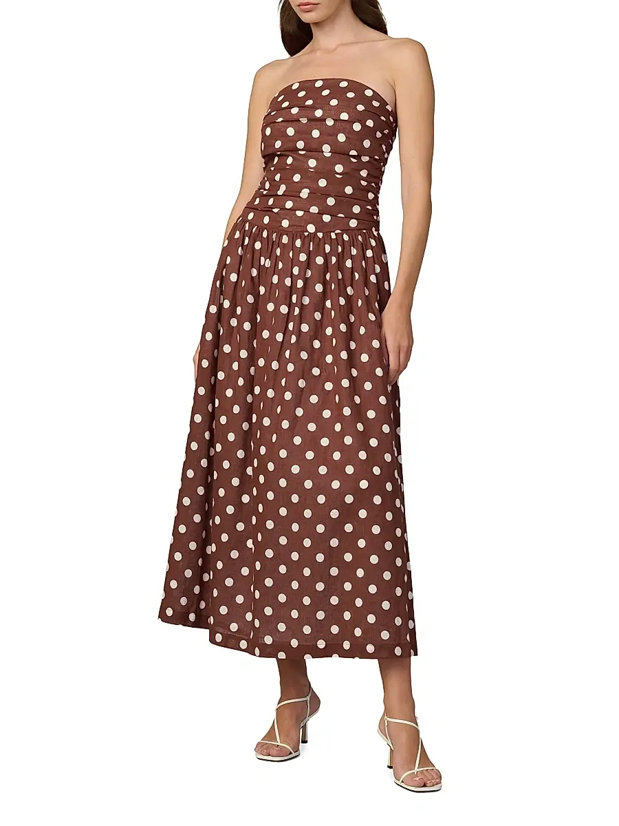 Joe's Jeans Women's The Reina Polka Dot Strapless Midi-Dress | Thumbnail 7