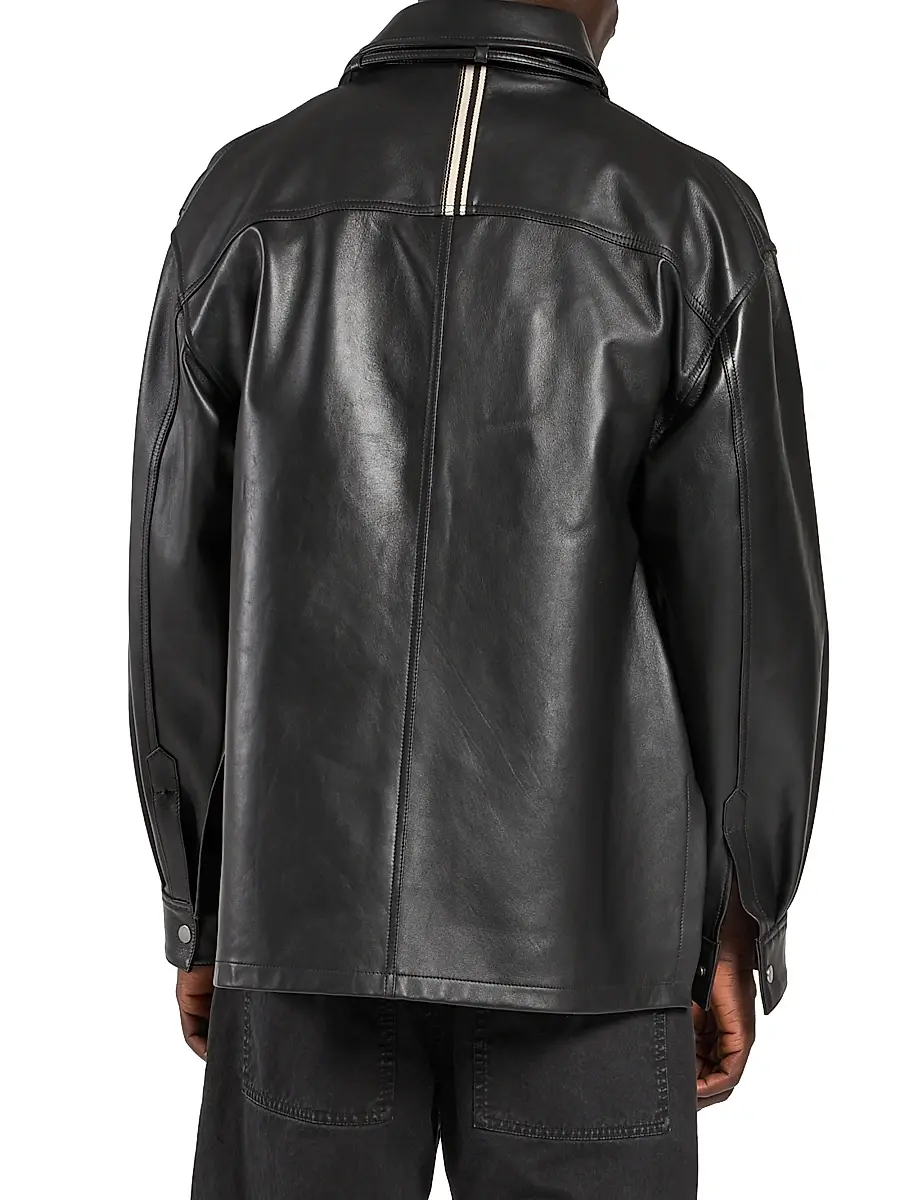 MORDECAI Men's Snap-Front Leather Overshirt | Thumbnail 3 MORDECAI Men's Snap-Front Leather Overshirt | Thumbnail 3