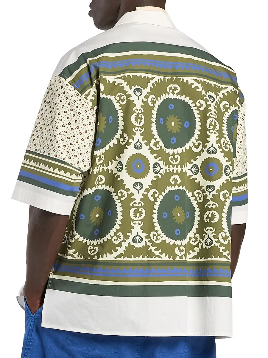 MORDECAI Men's Bandana-Print Cotton Bowling Shirt | Thumbnail 3 MORDECAI Men's Bandana-Print Cotton Bowling Shirt | Thumbnail 3