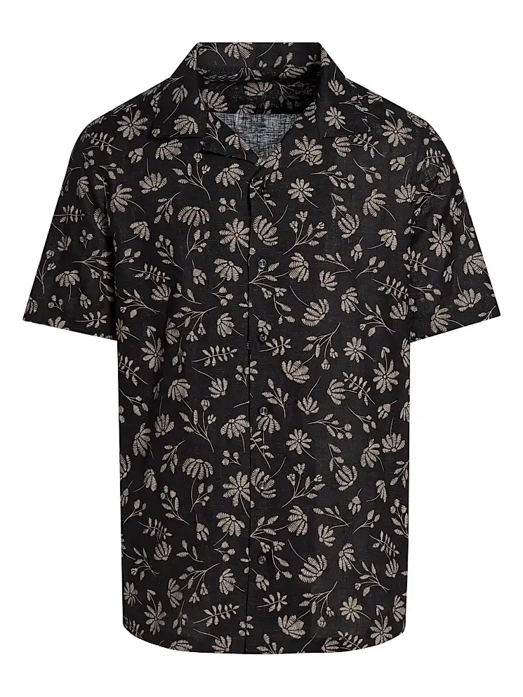 Men's Floral Woven Linen Camp Shirt Men's Floral Woven Linen Camp Shirt