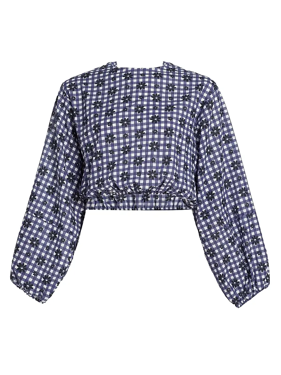 Women's Isla Floral/Gingham Cotton Crop Top Women's Isla Floral/Gingham Cotton Crop Top