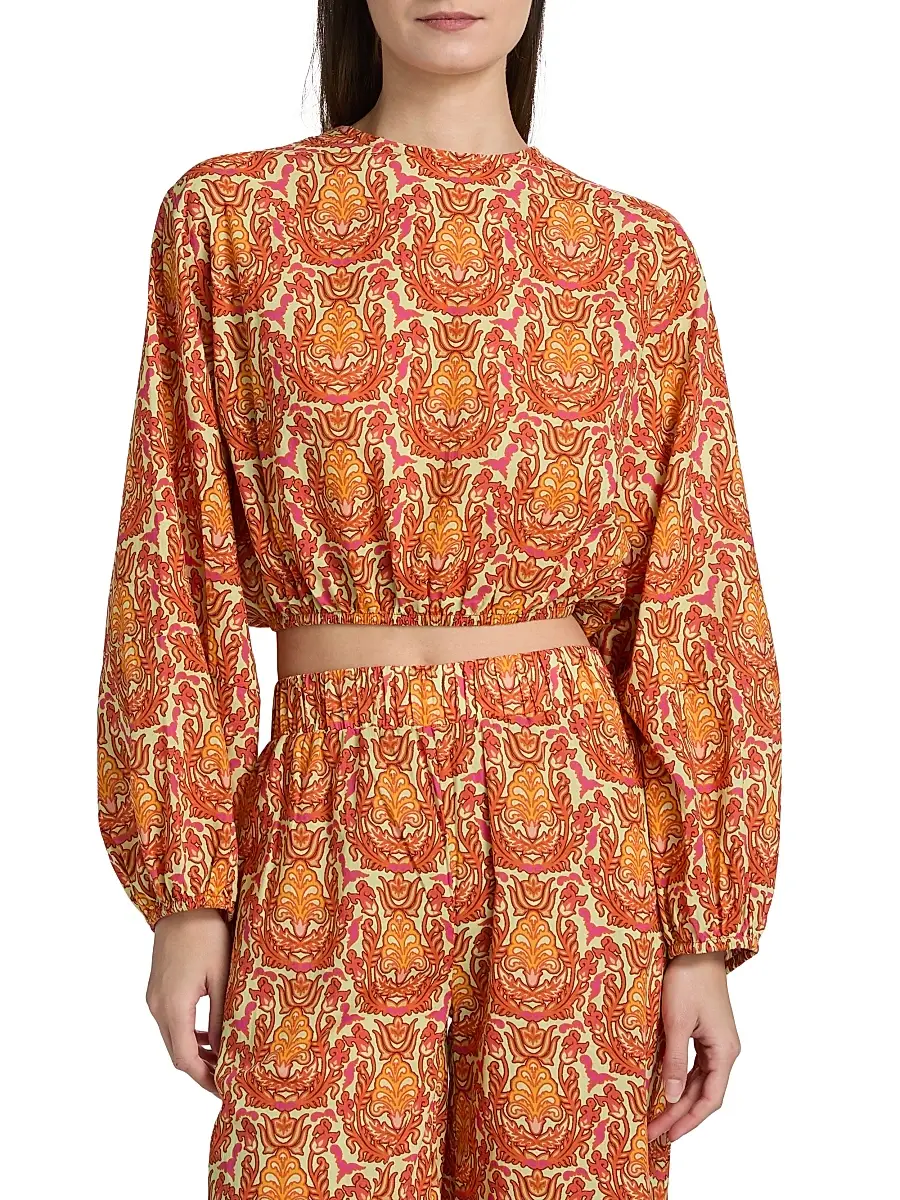 EYWASOULS MALIBU Women's Isla Damask Open-Back Crop Top | Thumbnail 3 EYWASOULS MALIBU Women's Isla Damask Open-Back Crop Top | Thumbnail 3