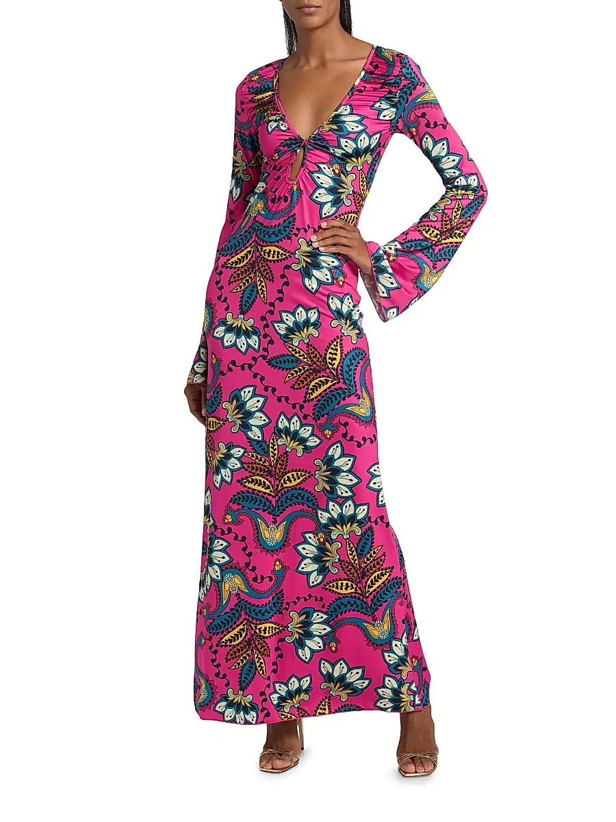 EYWASOULS MALIBU Women's Diana Bell-Sleeve Maxi Dress | Thumbnail 3